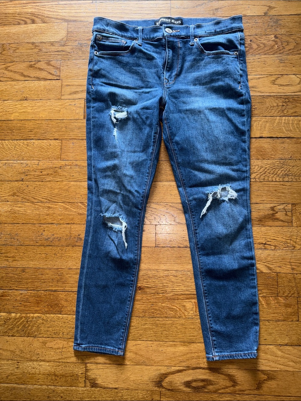 Express Women’s Distressed Blue Skinny Jeans